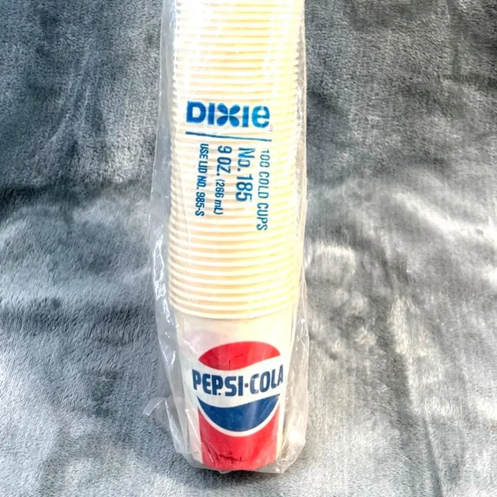 Vintage Pepsi Cola Dixie Cold Paper Cups 9oz 100ct NOS Sealed Retro Collectibles